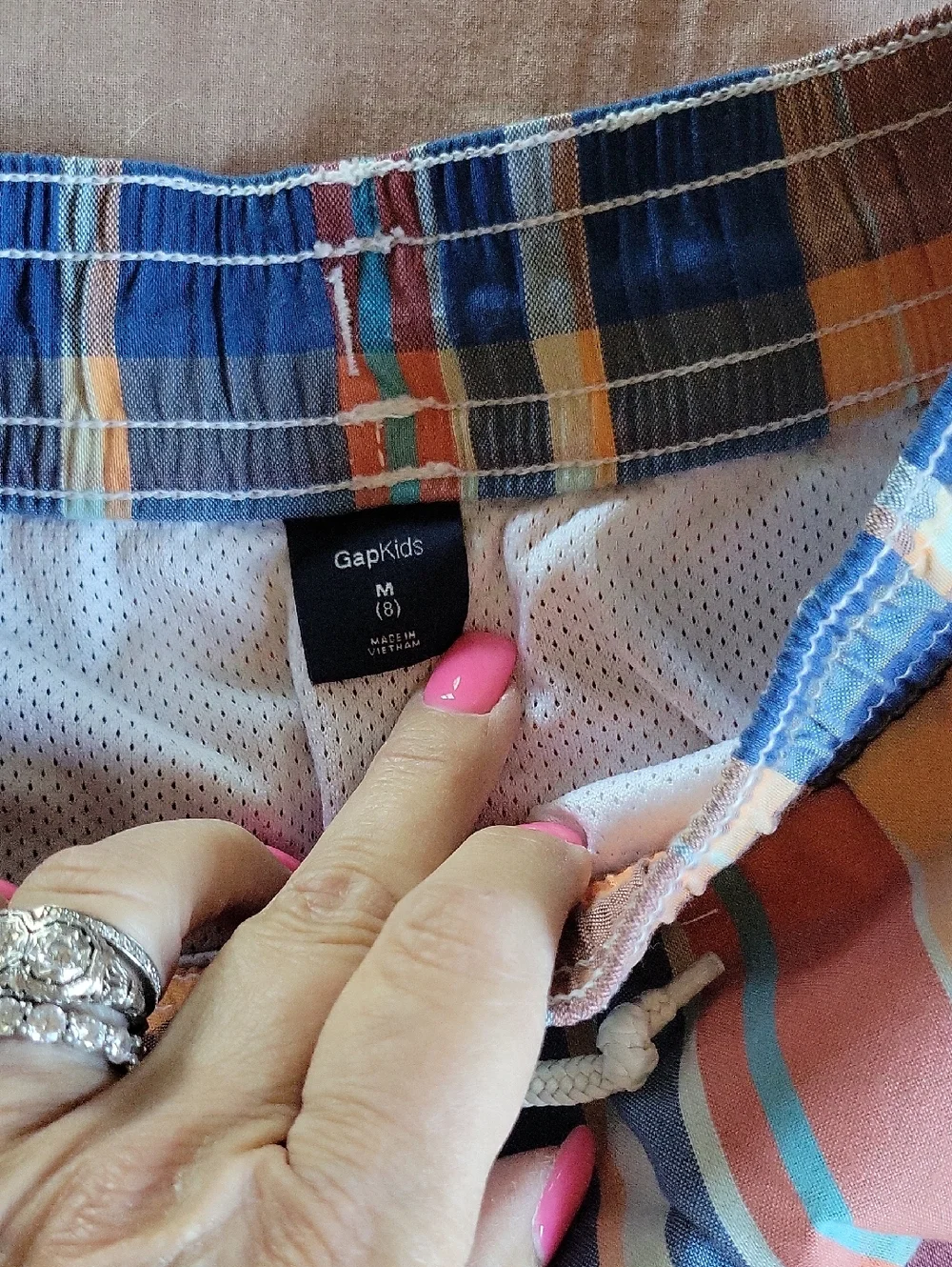 GAP Multicolor Plaid Swim Shorts - Elastic Waist